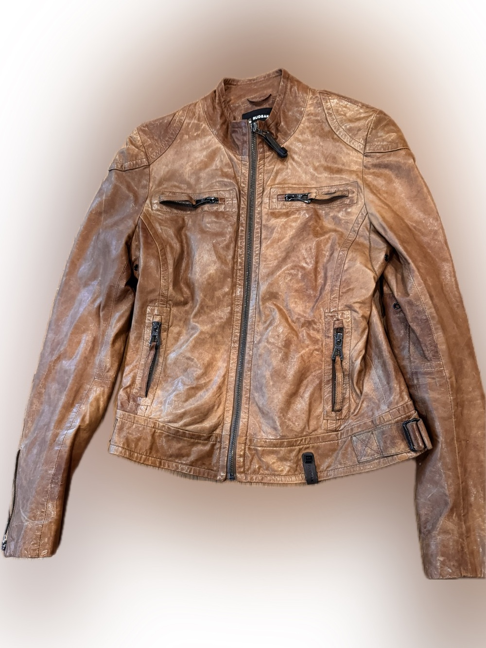 RUDSAK Tan Leather Moto Jacket P/S